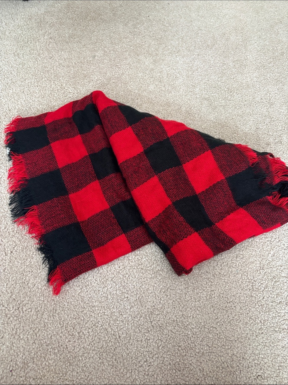 Cozy Red and Black Buffalo Plaid blanket scarf